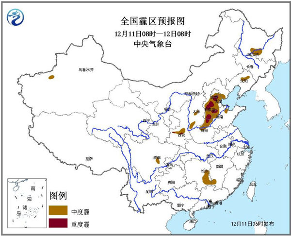 强降雪再袭东北 华北黄淮今明天雾霾最重